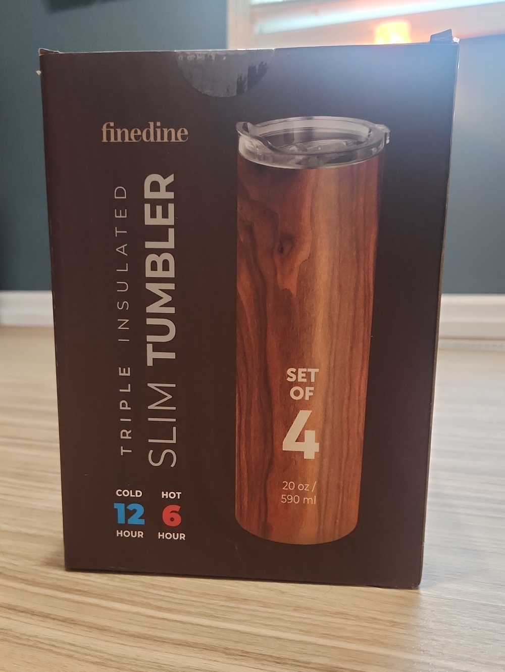 Wood Grain Slim Tumbler - Set of 4, Brown